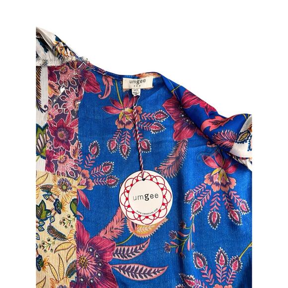 Umgee Boho Floral Kimono Open Top Sz M/L Dolman Short Sleeve Long Blouse New - Picture 3 of 6